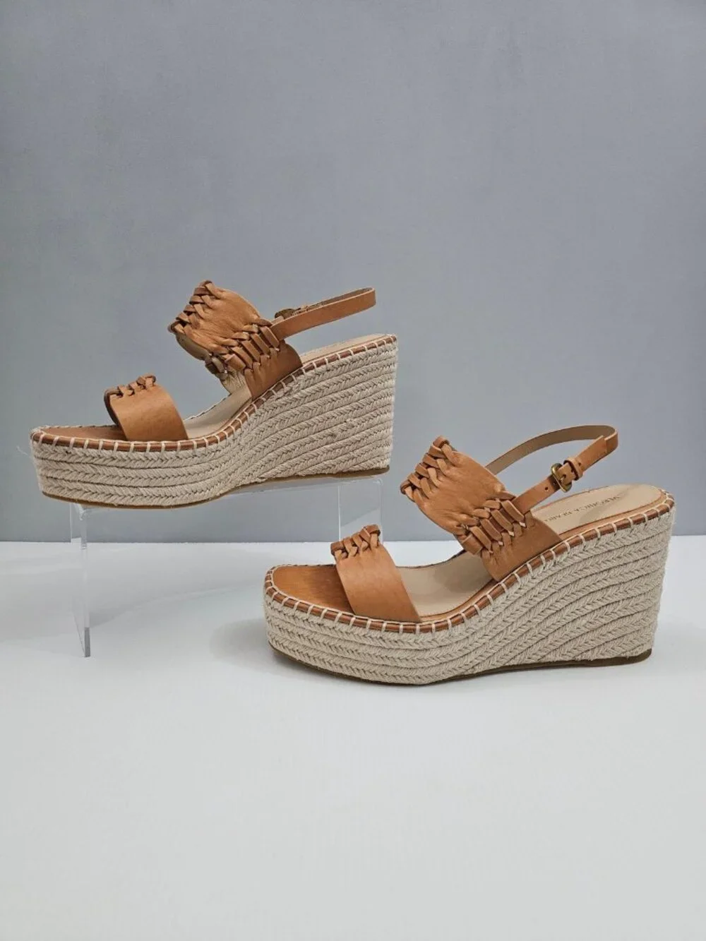 Veronica Beard Riya Espadrille Wedge Sandal Womens 10 Tan Leather Platform NEW
